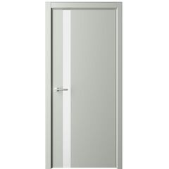 Купить Межкомнатная дверь эмаль Геометрия 5 серая стекло белое