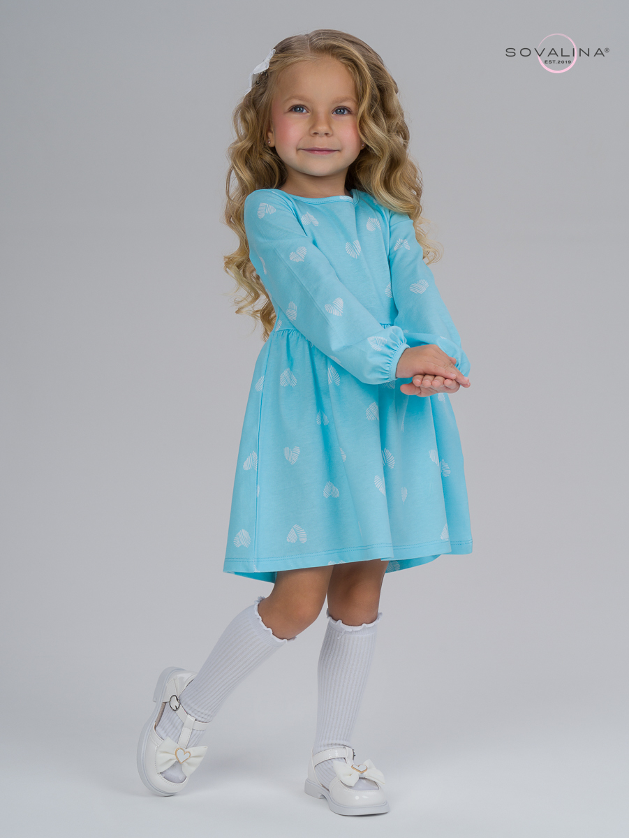 Платье Моана вязаное сердце голубой