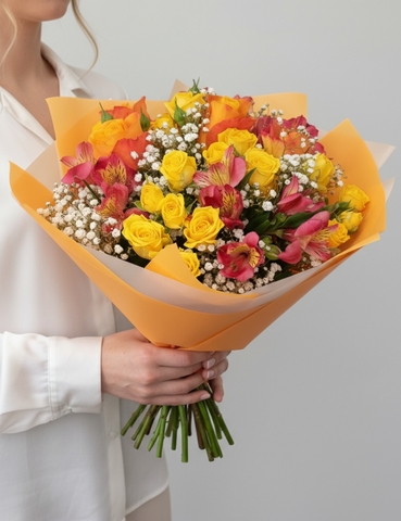 Букет с розами Осенний вальс