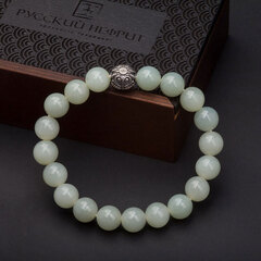 Браслет из нефрита морская волна "Летучая мышь". Д 12мм.