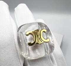 Крупное кольцо печатка из акрила CELINE lux