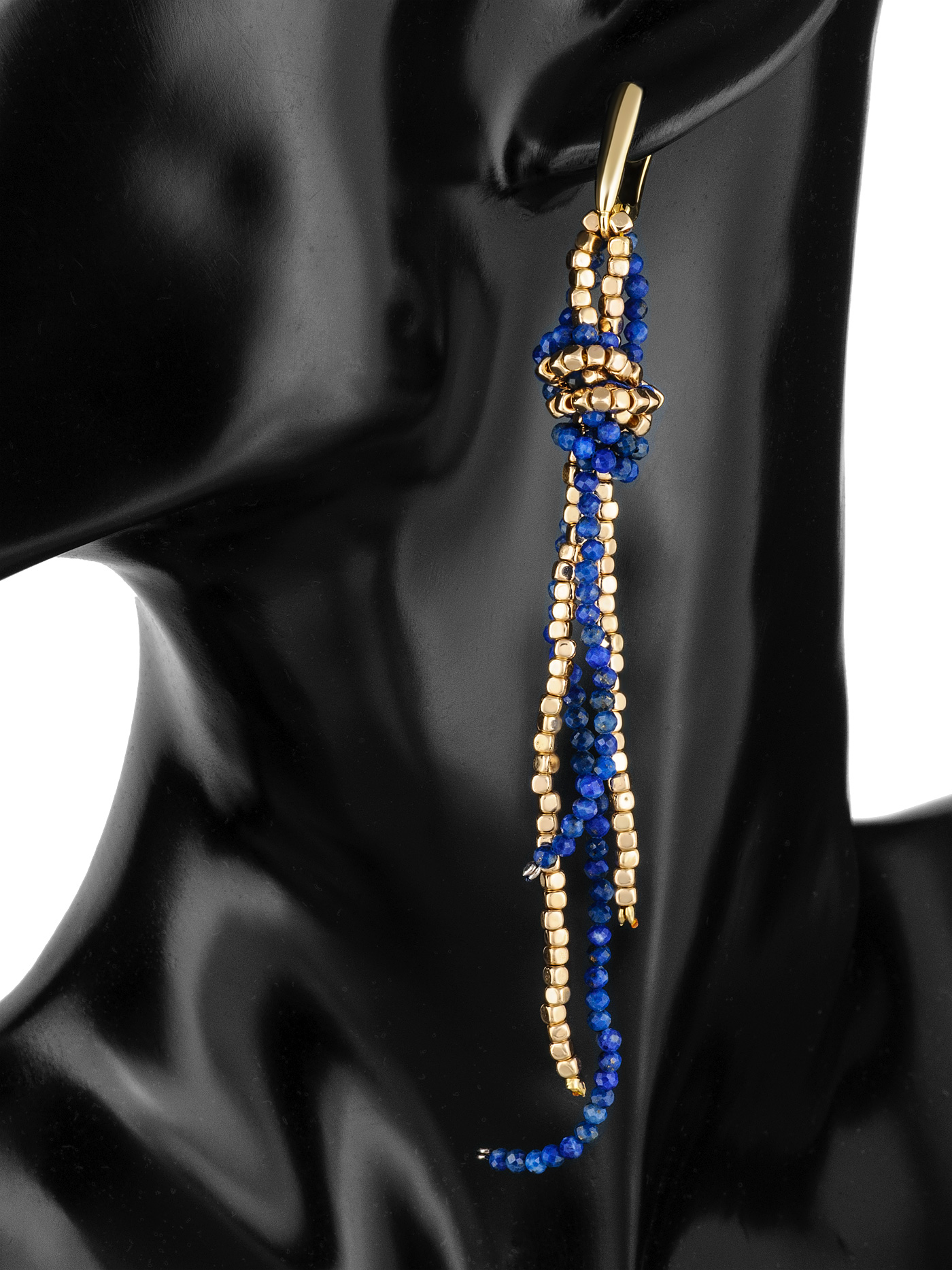 Длинные серьги с лазуритом и гематитом