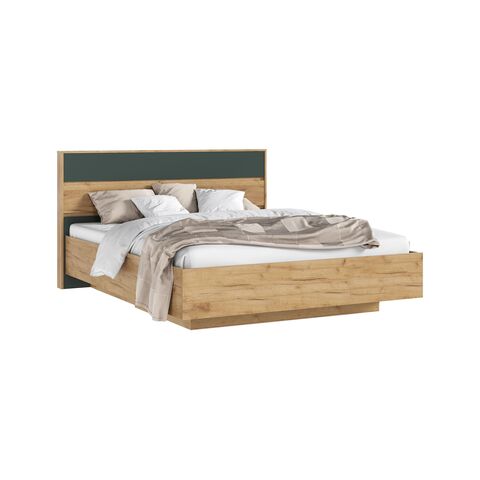 С/Г Роджинамиф Кровать парящая 1,6м (ортопед дерево) (Изумрудный/Дуб крафт, Дуб крафт)