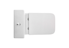 Унитаз напольный безободковый с бачком ЛЕОН КВАДРО, 630*360*815, горизонтальный выпуск, тонкое сиденье с механизмом плавного опускания, крепеж, TORNADO