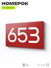 Номер на дверь 653, табличка на дверь для офиса, квартиры, кабинета, аудитории, склада, красная 120х70 мм, Айдентика Технолоджи
