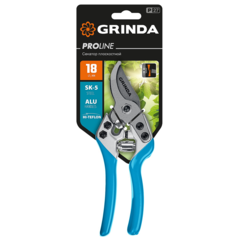 GRINDA P-27, 190 мм, закаленная сталь, эргономичные алюминиевые рукоятки, виниловые накладки, плоскостной секатор, PROLine (423427)