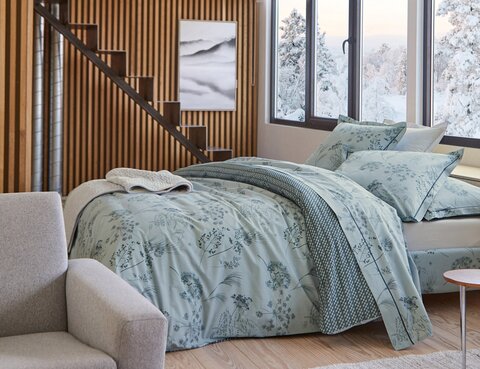 Постельное белье 2 спальное евро Blanc des Vosges Ephemere Orage бирюзовое