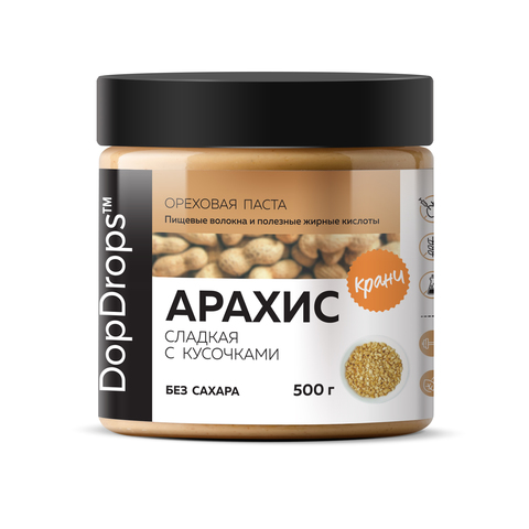 DopDrops(tm)   Паста Арахисовая Сладкая Кранч Без Сахара 500г.