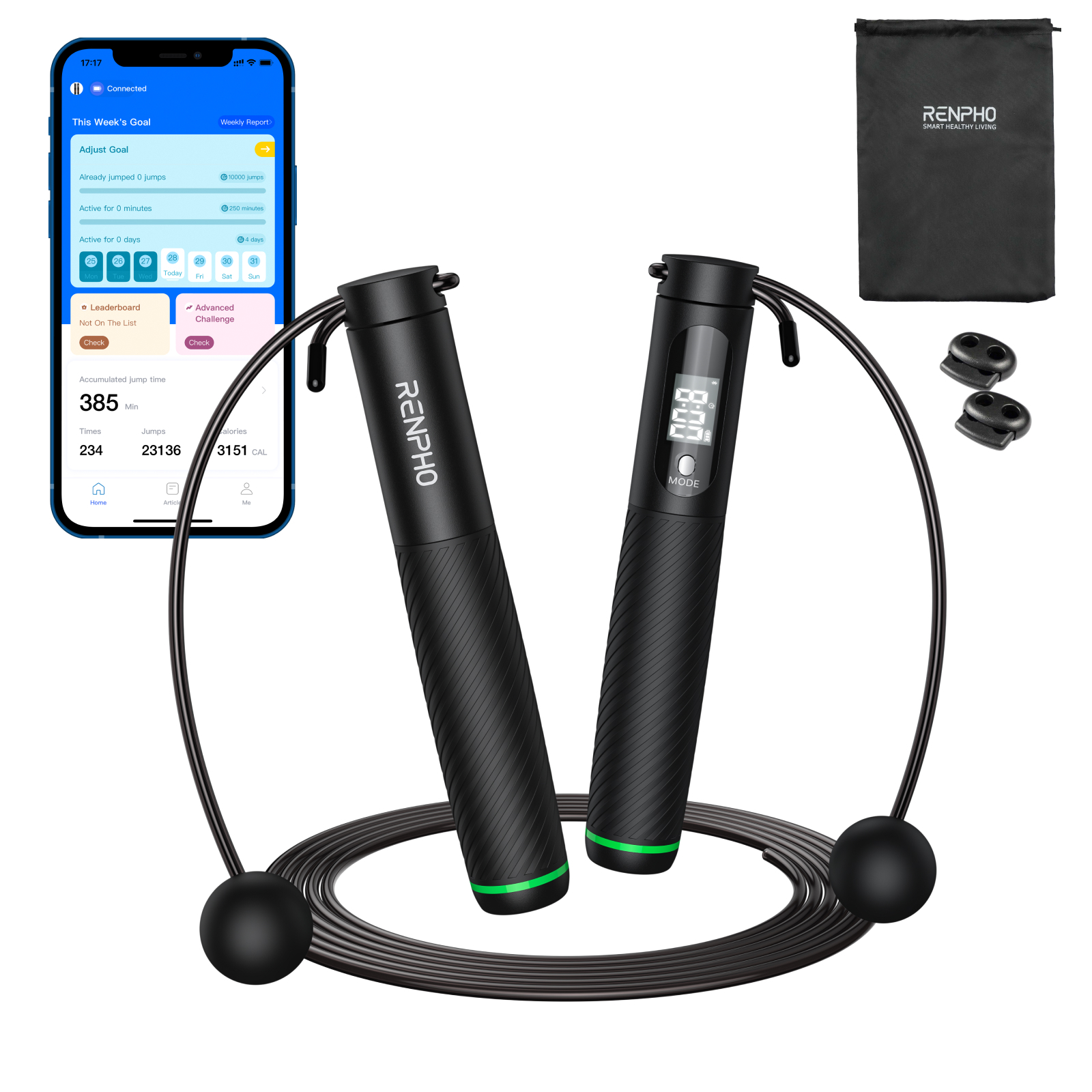 Умная скакалка для фитнеса Renpho Smart Jump Rope R-Q008 – купить за 4 199  ₽ | Renpho Официальный магазин