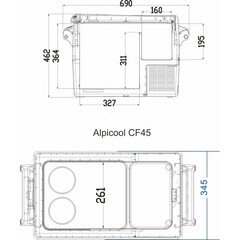 Компрессорный автохолодильник Alpicool CF45 (12V/24V/220V, 45л)
