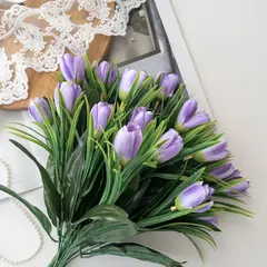 Крокусы-подснежники искусственные, Светло-фиолетовые, 34 см, около 18 бутонов в наборе, набор 2 букета.