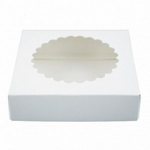 Короб для печенья с окном, 12*12*3 см, белый