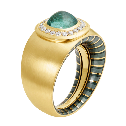 Кольцо с Турмалином и Бриллиантами, Эмаль, R0176-71/3