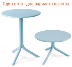 Стол пластиковый обеденный Nardi Spritz + Spritz Mini, голубой