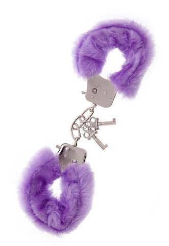 Фиолетовые меховые наручники METAL HANDCUFF WITH PLUSH LAVENDER - Dream Toys 160035