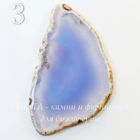 Подвеска Срез Агата (тониров), цвет - васильковый, 69-86 мм (№3 (75х45 мм))