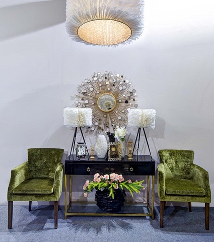 Зеркало декоративное круглое 100см Garda Decor с золотистыми лучами