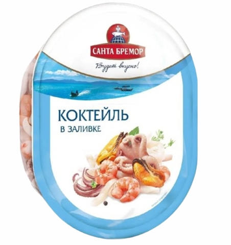 Коктейль САНТА-БРЕМОР Морепродукты в заливке Классик 180 г п/уп БЕЛАРУСЬ