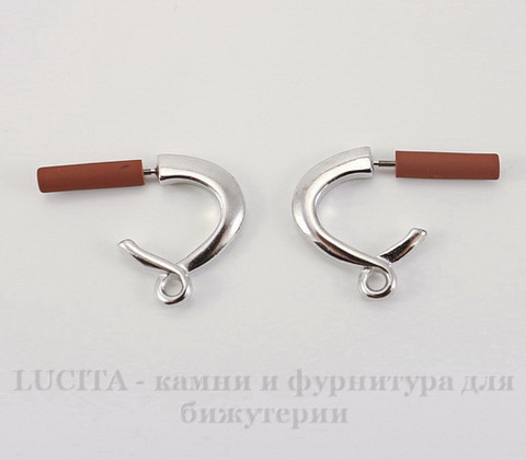 Пуссеты - гвоздики TierraCast "Петля" 19х16 мм (цвет-платина)(без заглушек), пара