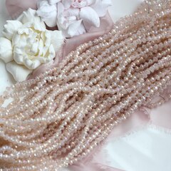 Хрусталь гранёный (стекло) рондель, бежевый 4*3 мм, нить 58 см, С209