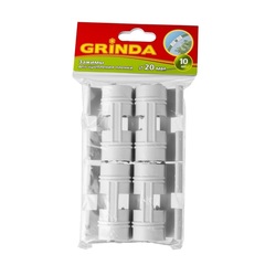 GRINDA d 20 мм, белый, полипропилен, 10 шт, зажим для крепления пленки (422317-20)