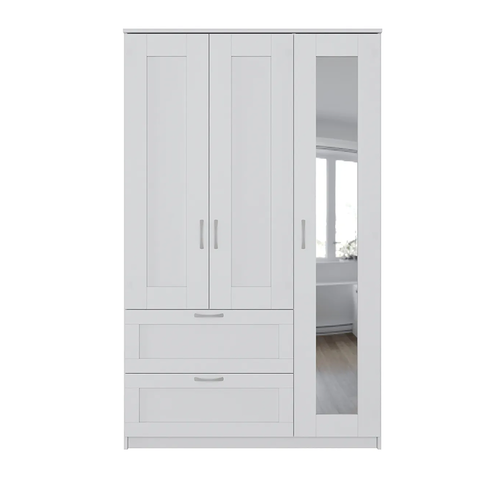 Шкаф комбинированный 3-х дверный с 2 ящиками Сириус белый