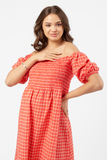 Платье для беременных 13478 красно-белая клетка