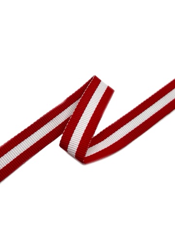 Репсовая лента в полоску, цвет: красный/белый, ширина: 15 мм