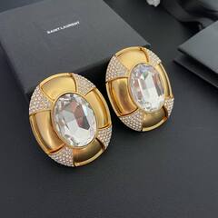 27062- КРУПНЫЕ СЕРЬГИ клипсы овальные из латуни YSL