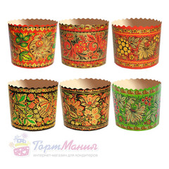 Форма бумаж. кулич (300 гр) Хохлома (110/85 мм)