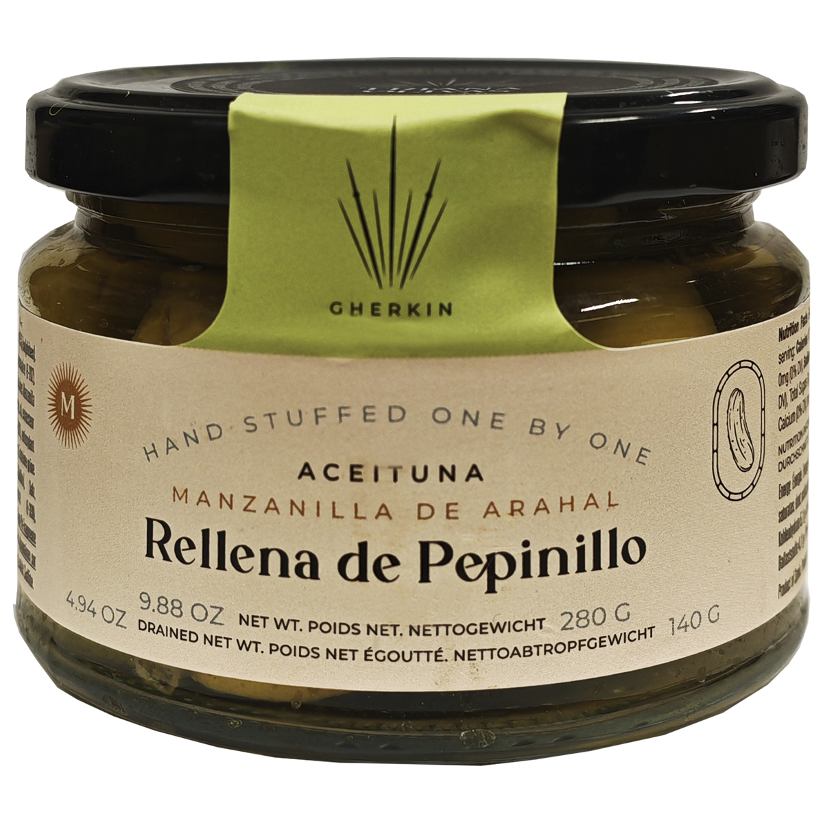 Оливки зеленые Manzanilla фаршированные корнишоном DON GASTRONOM 280 гр
