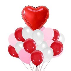 Фонтан шаров с большим красным сердцем - 20 шаров