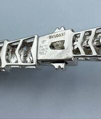 84052- Колье ЗМЕЯ (плоская) из стали с цирконами, качество lux, коллекция SERPENTI