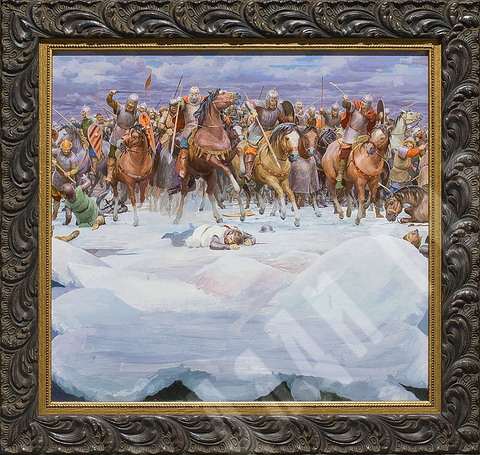 Гордеев Д. Д. Битва. Иллюстрация к книге «Александр Невский». Бумага, гуашь, темпера.