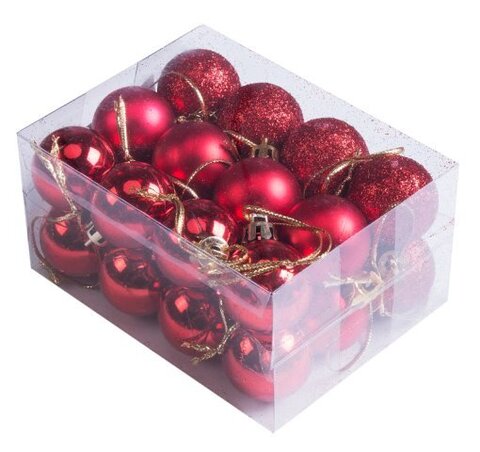 Набор шаров 5см 24шар 1цв однотонный цветной, глянец/искра, в пр уп