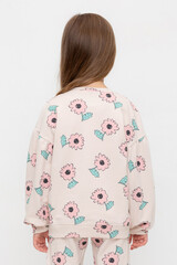 джемпер  для девочки  КР 302710/бежевый,нежный цветок к549