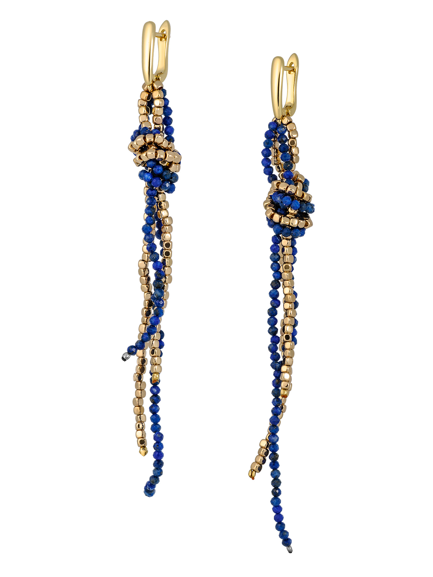 Длинные серьги с лазуритом и гематитом