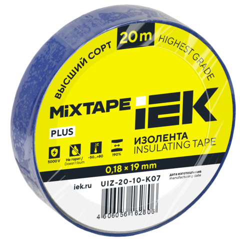 MIXTAPE PLUS Изолента 0,18х19мм синяя 20м IEK
