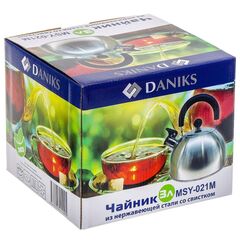 Чайник нерж, 2.5 л, свист, мат, ручк пластик, Daniks, индукц, MSY-021M