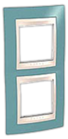 Рамка на 2 поста. Цвет вертикальная Синий/Бежевый. Schneider electric Unica Хамелеон. MGU6.004V.573