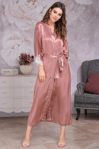 Длинный шелковый халат Mia Amore Deluxe(70% натуральный шелк)
