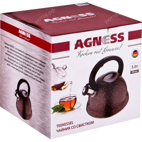 Чайник  Agness со  свистком 3 л - Шоколад