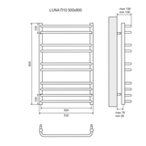 Полотенцесушитель электрический Lemark Luna LM41810E П10 500x800, левый/правый