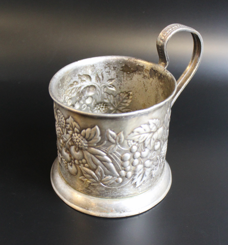 Подстаканник "Ягоды" мельхиор, винтажный, 1 сорт, СССР 1970-1990 гг