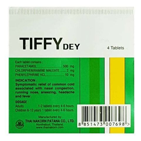 Купить выгодно Тайские таблетки от гриппа и простуды Tiffy Dey 25 блистер по 4 шт