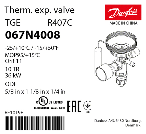 Терморегулирующий клапан Danfoss TGEZ 067N4008 (R407C, MOP 95)