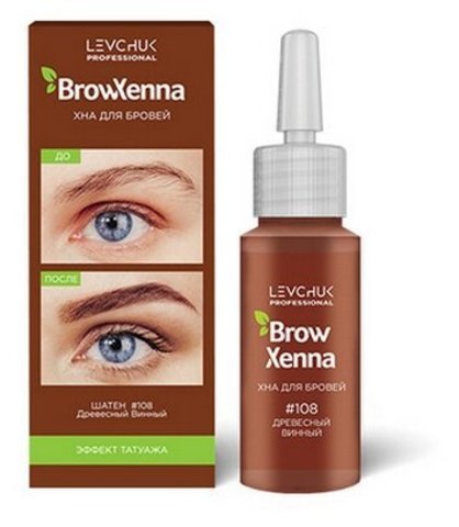 Хна для бровей BrowXenna Шатен #108, Древесный винный, (флакон), 1 шт