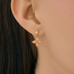 Серьги-пусеты Trendy Gold из золота 585 пробы с подвесками клевер