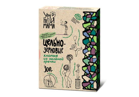 Хлопья из зеленой гречки "Умная мама", 300г
