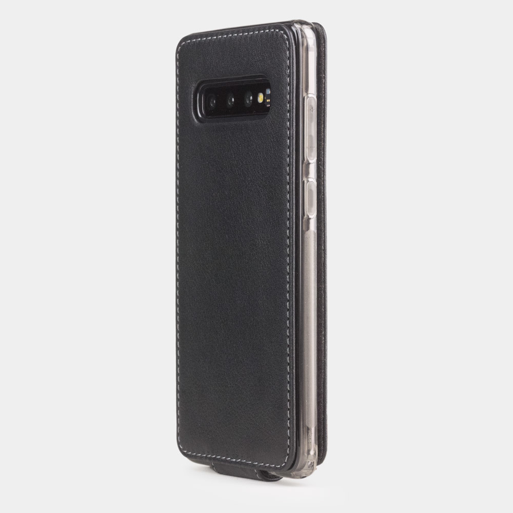 Чехол для Samsung Galaxy S10 Plus из натуральной кожи теленка, черного цвета